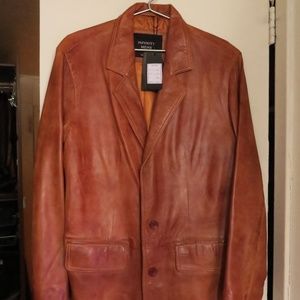 Infinity London Mens Light Brown Leather Jacket Size L